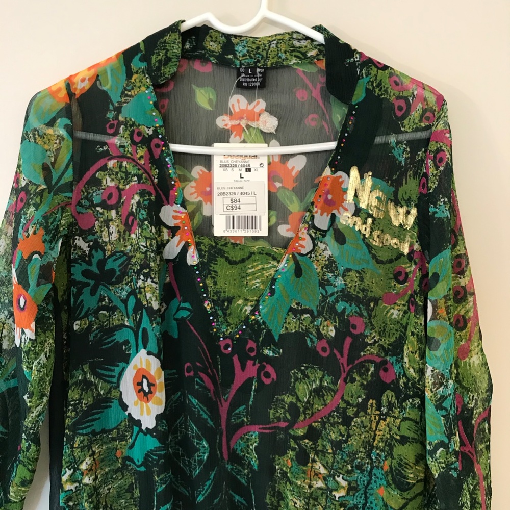 NWT Multi-color Desigual Floral Blouse - Picture 13 of 13